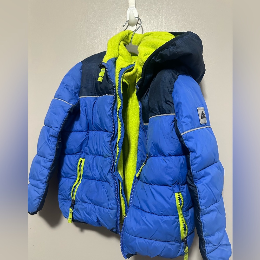 Snozu Blue Puffer With Neon Green Fleece